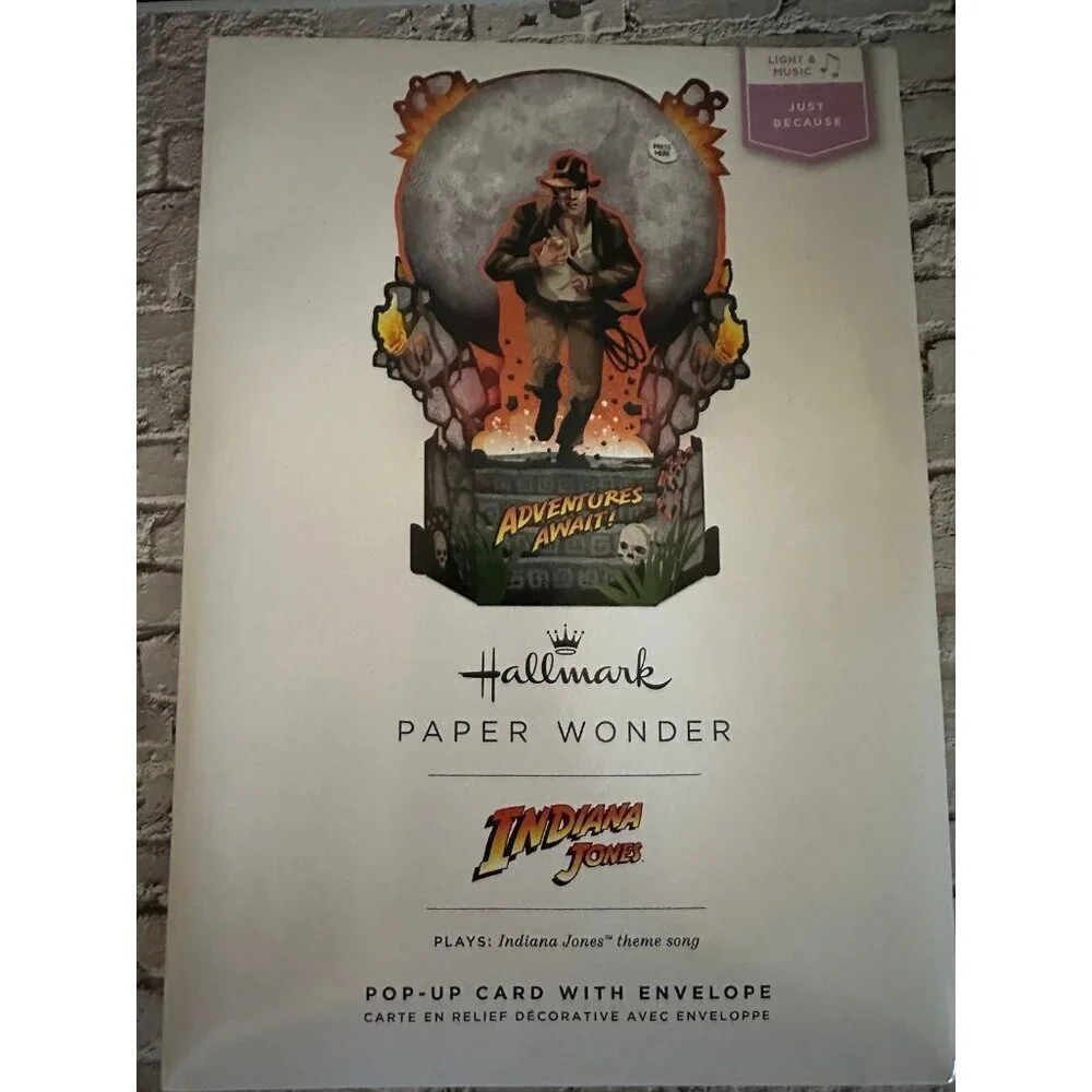 Indiana Jones - Hallmark Paper Wonder Pop-up card with envelope, light and music